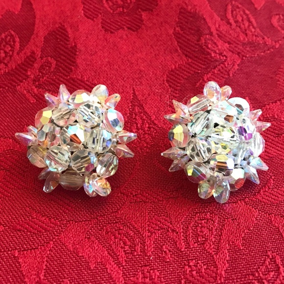 Vintage Rhinestone Earrings - Picture 1 of 3